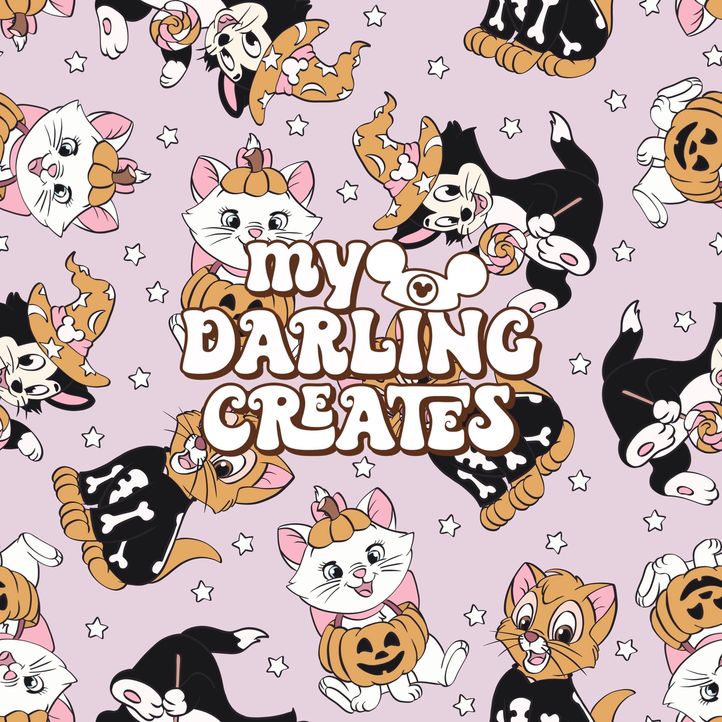 Spooky Cats Purple - Seamless File