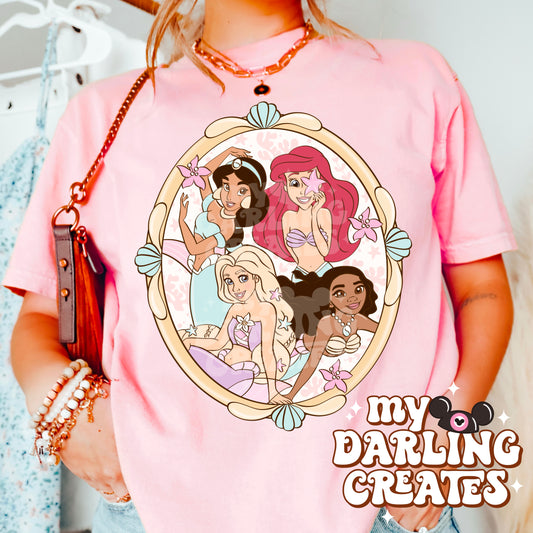 Pastel Mermaid Princesses Frame PNG