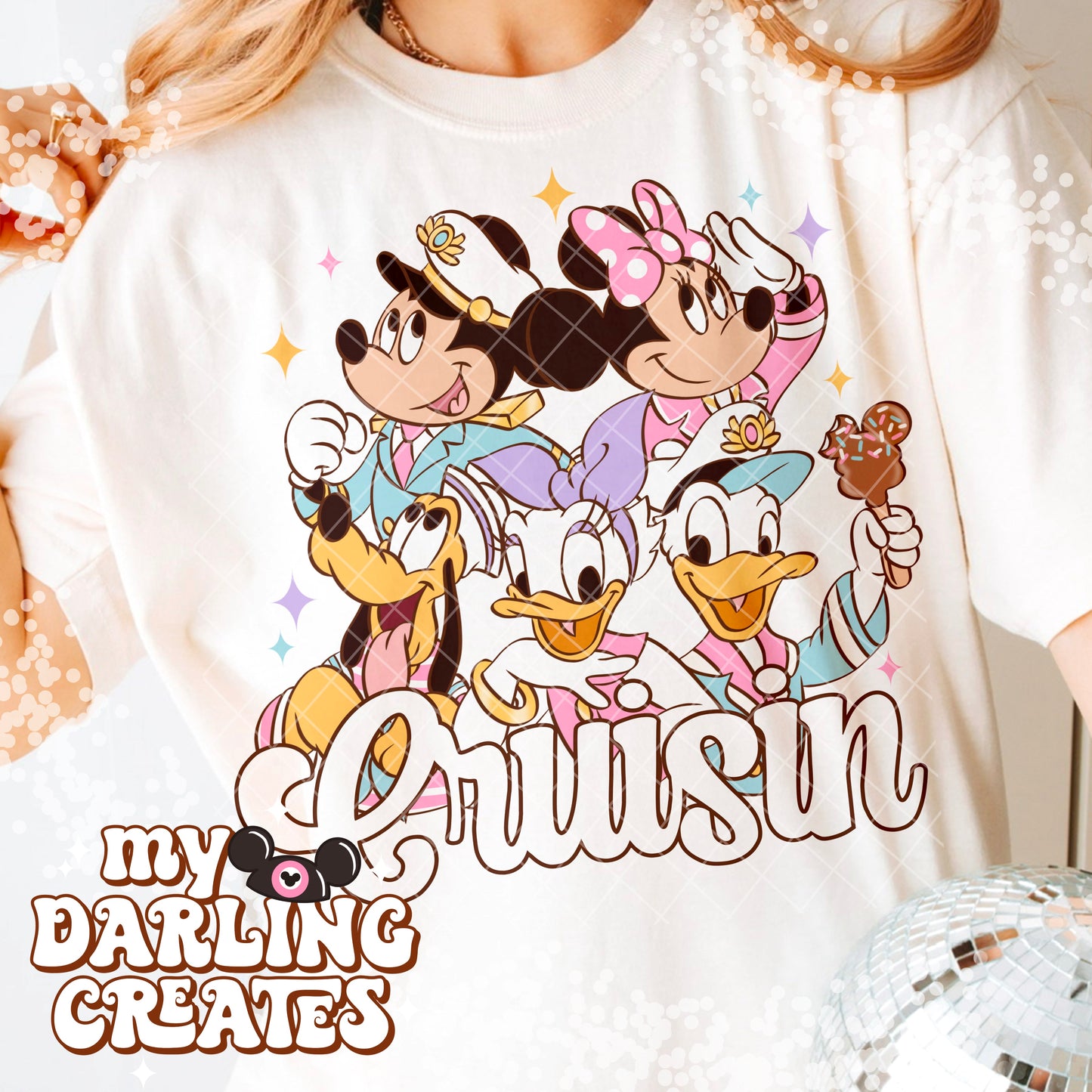 2 Pastel Mouse Cruise With Text Gold/White PNG