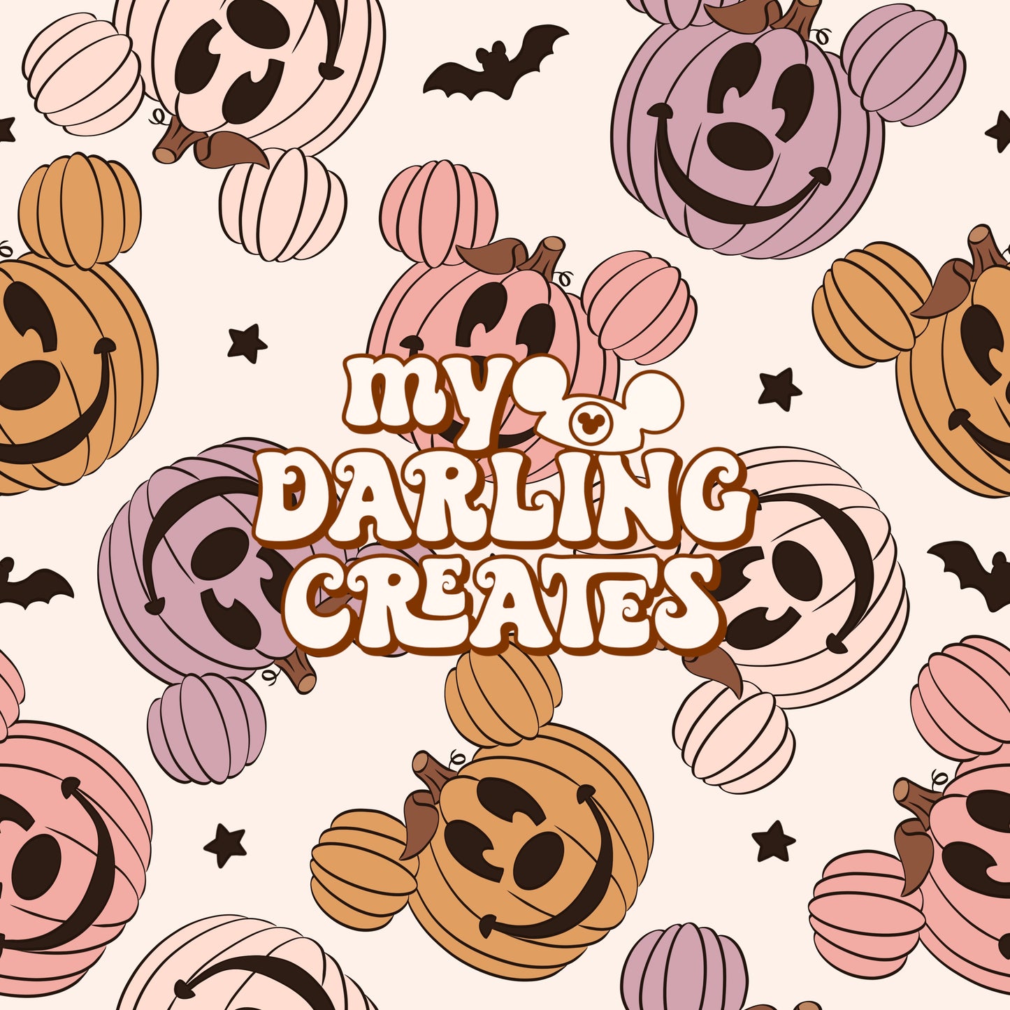 Girly Pumpkins With Bats - Seamless File