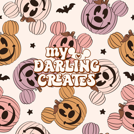 Girly Pumpkins With Bats - Seamless File