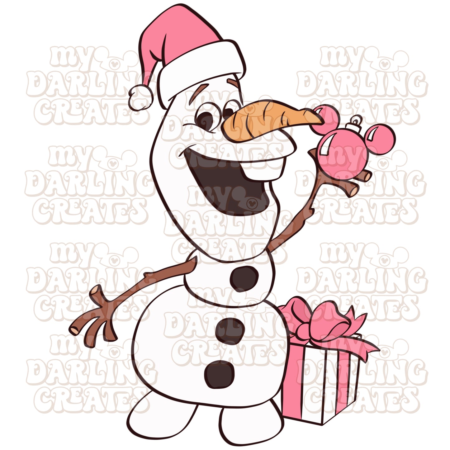 Happy Snowman Pink PNG