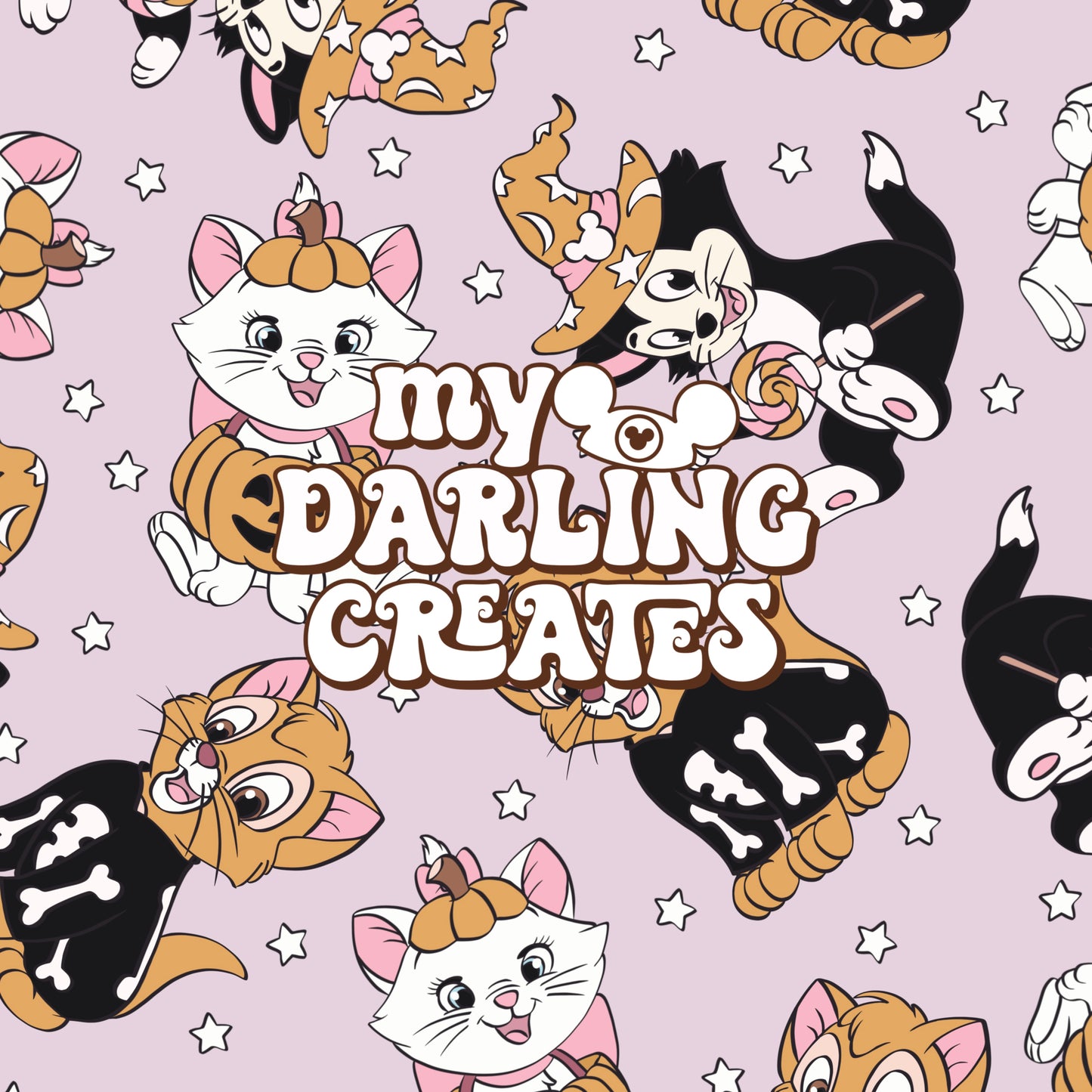 Spooky Cats Purple - Seamless File