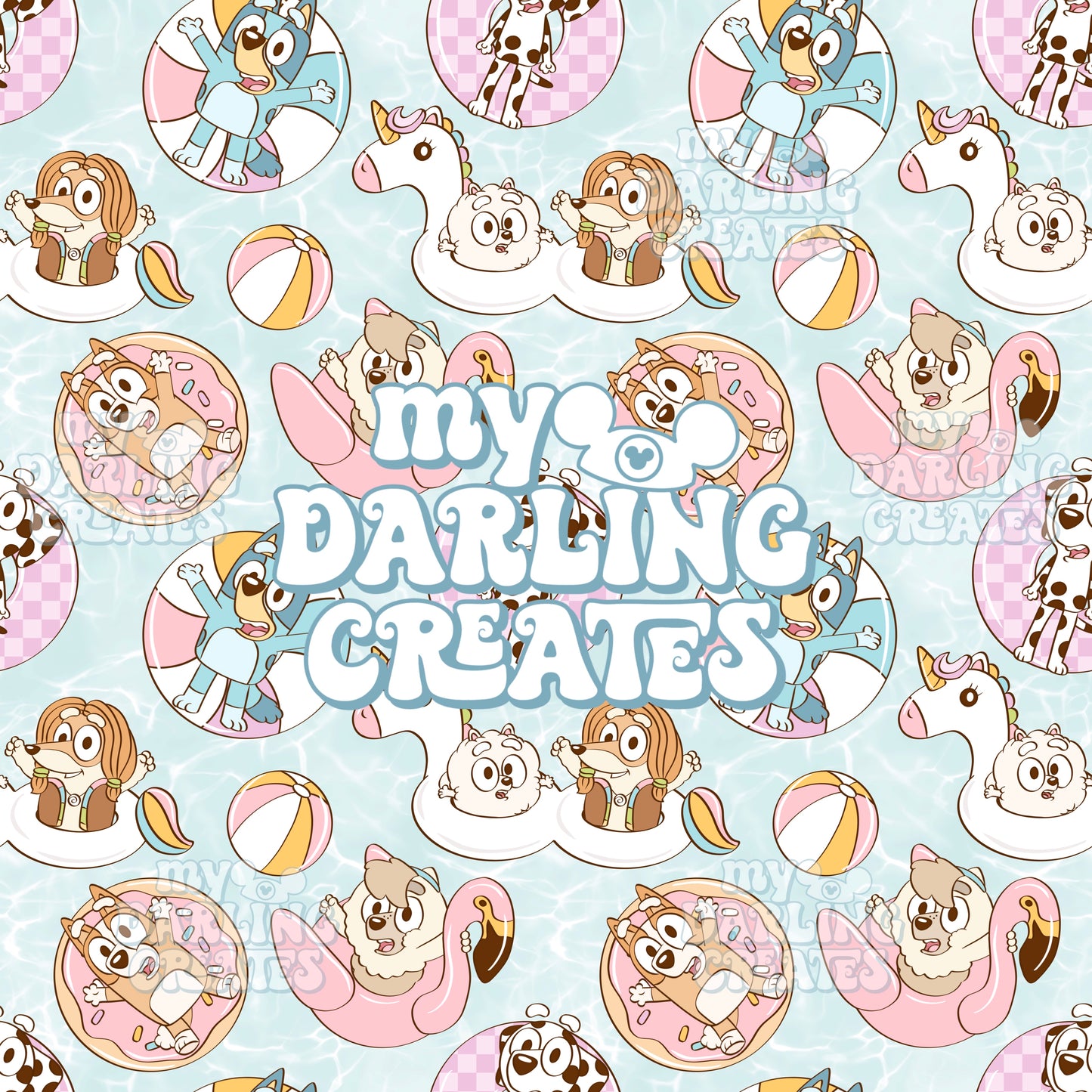 Dog Pool Party Pink - Seamless File