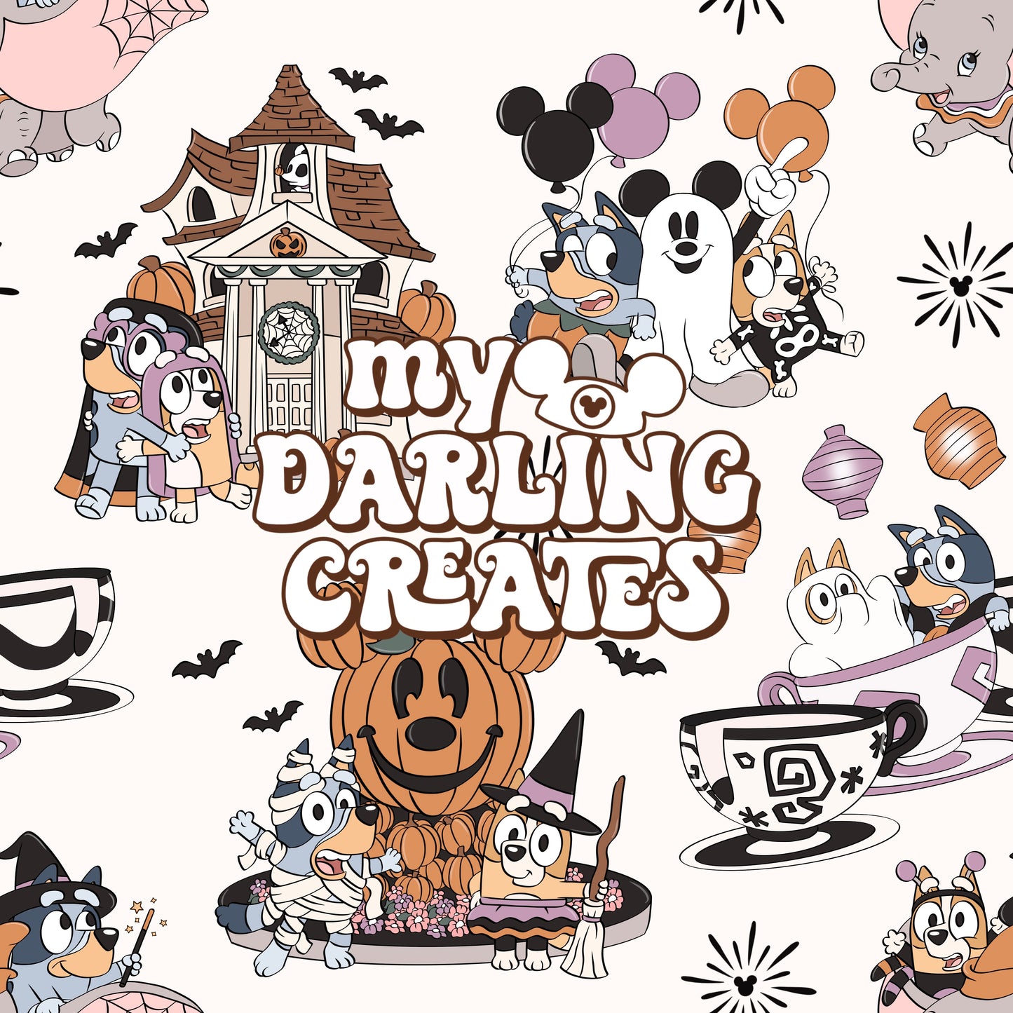 Spooky Sister Park Adventures White - Seamless File