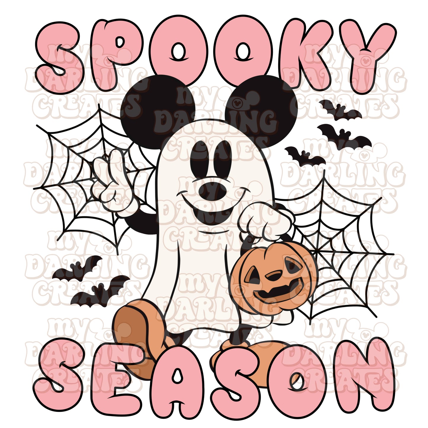 Ghost Micki Spooky Season Pink PNG