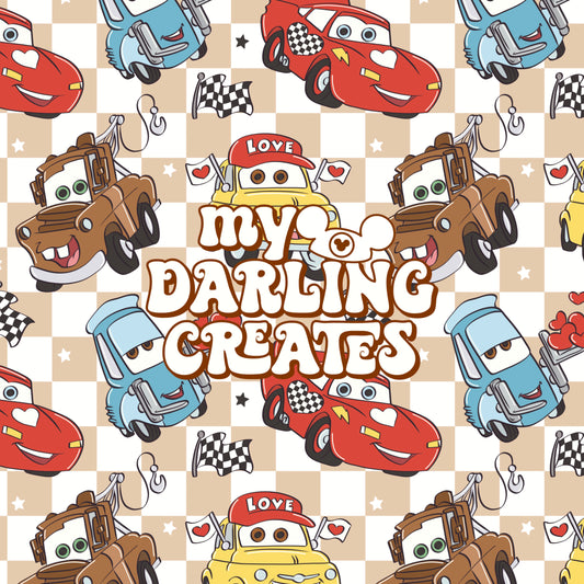 Cars Valentines Neutral Check - Seamless File