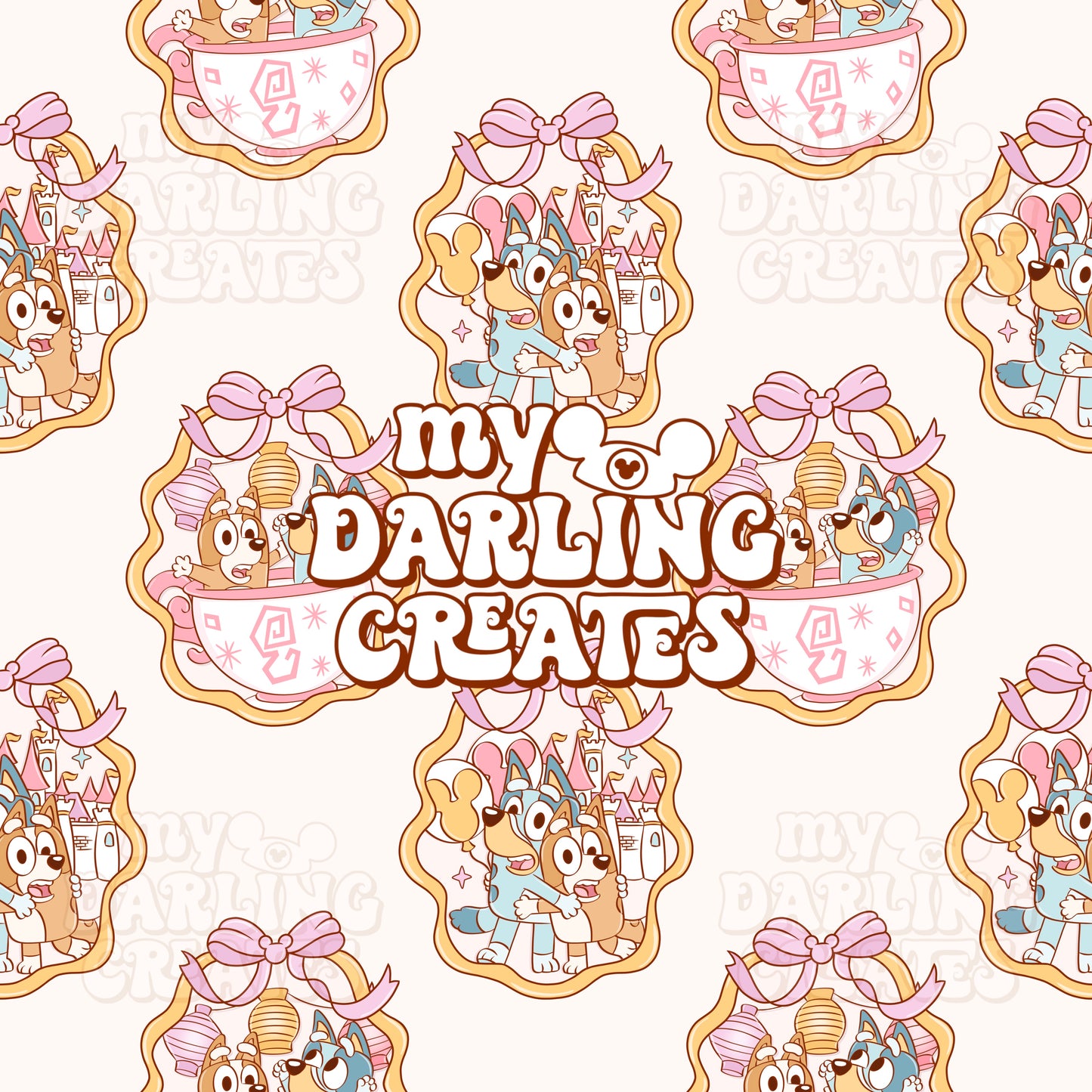 Magical Blue Sisters Frame Cream - Seamless File