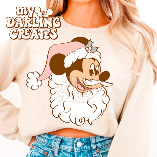 Boho Pink Santa Mouse PNG