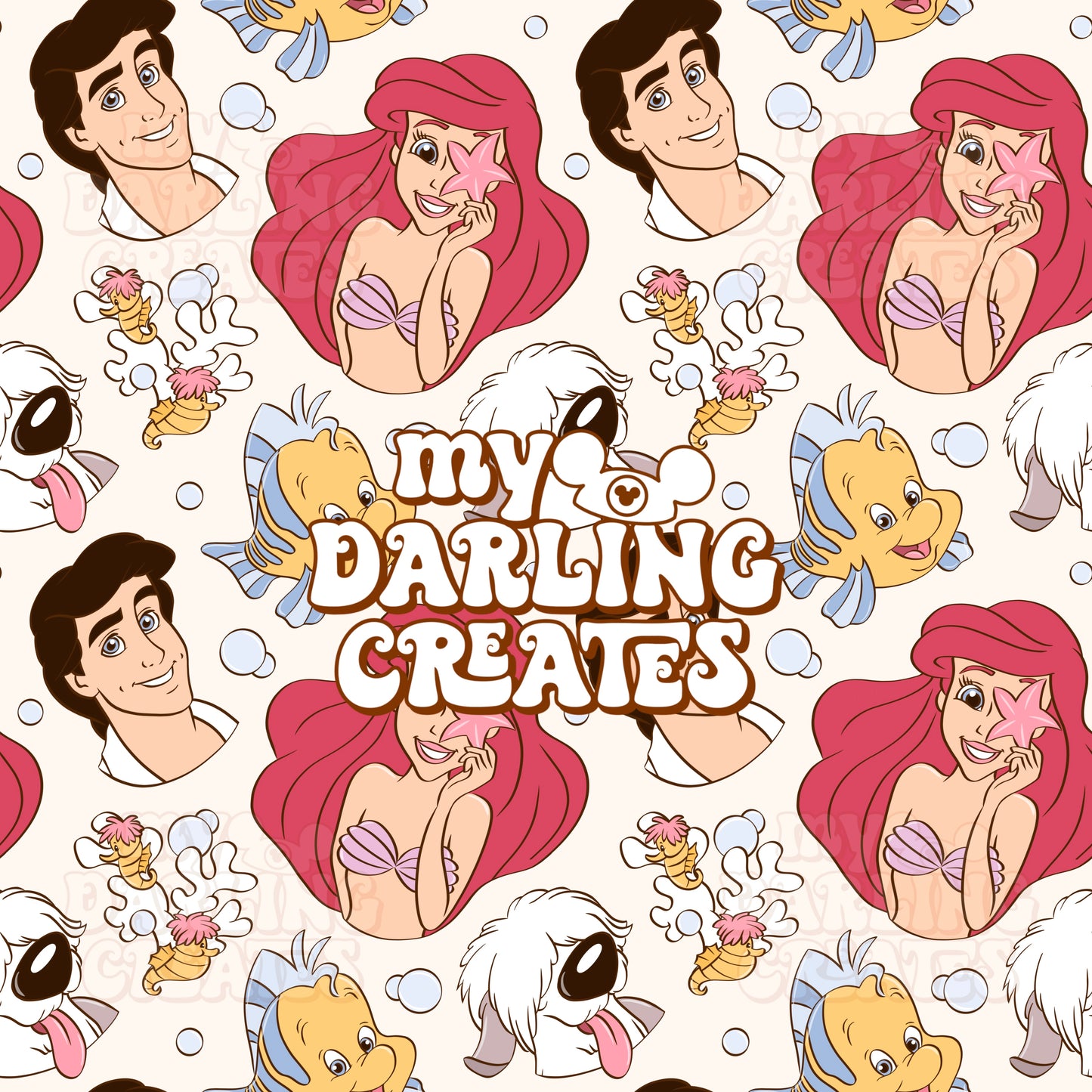Mermaid and Friends Cream - Seamless File