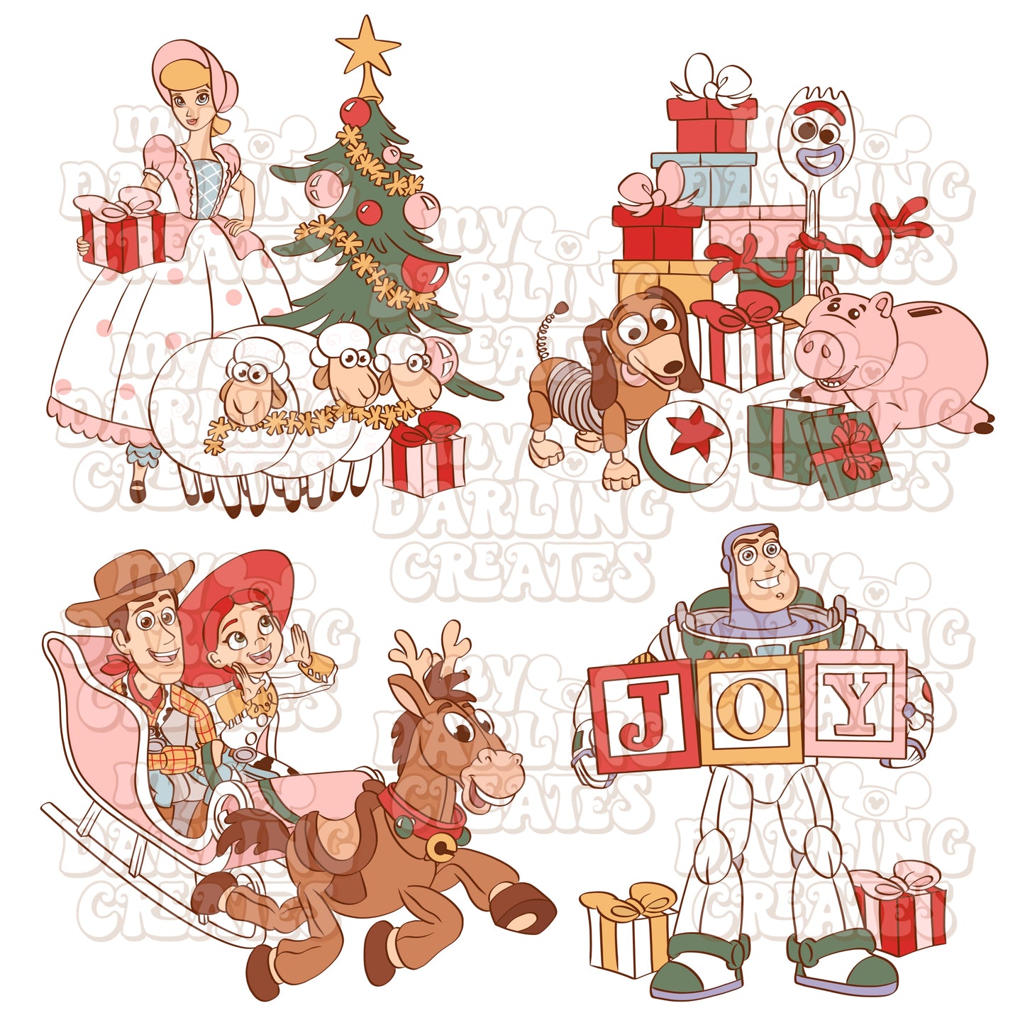 Merry Toys Collage Pink PNG