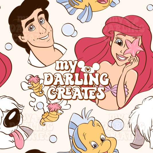 Mermaid and Friends Cream - Seamless File