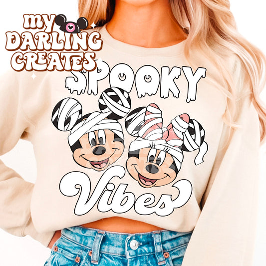 Mummy Spooky Vibes White (Pink Bow) PNG