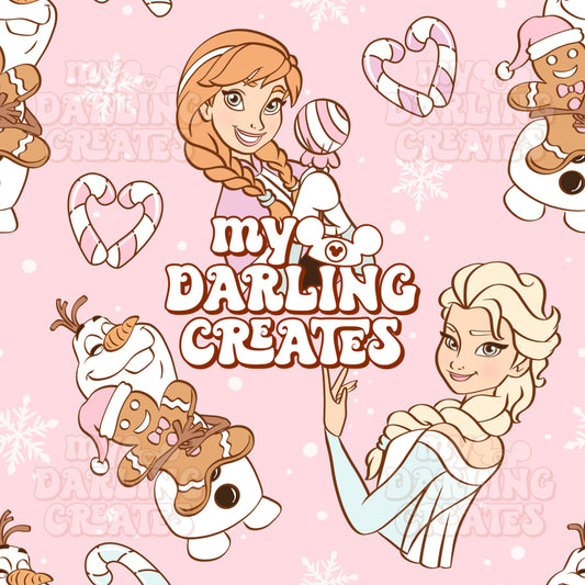 Merry Snow Sisters Pink - Seamless File