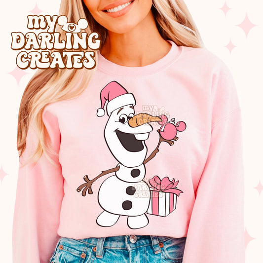 Happy Snowman Pink PNG