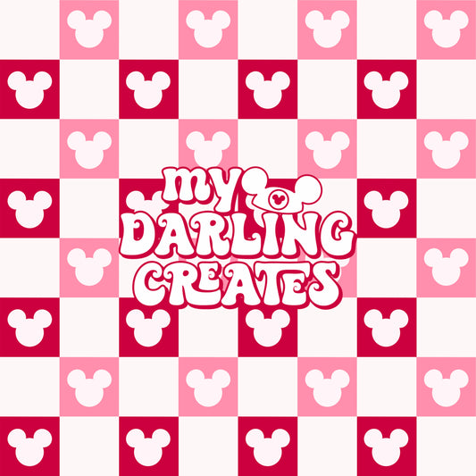 Valentines Pink Mouse Check - Seamless Files