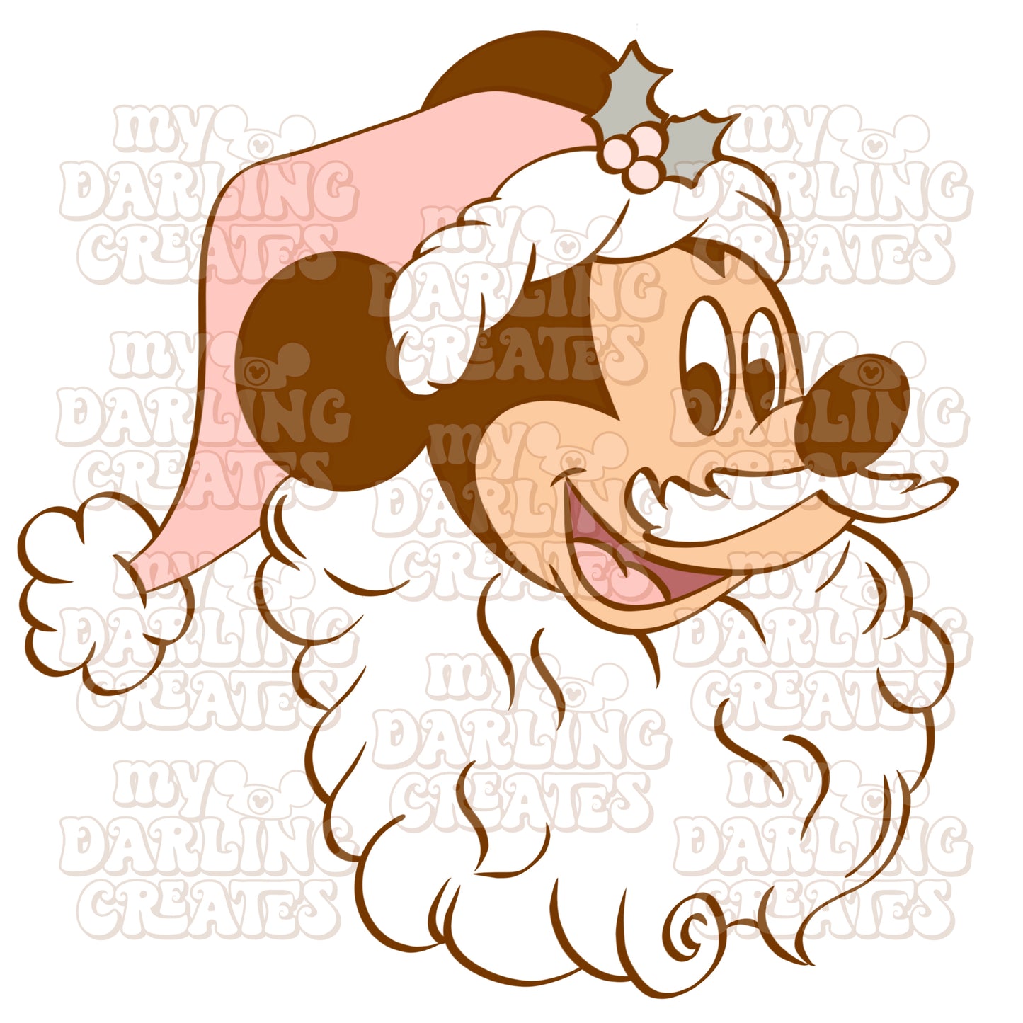 Boho Pink Santa Mouse PNG