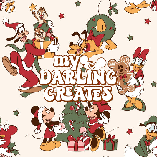 Classic Christmas Mouse and Friends Cream - Seamless File