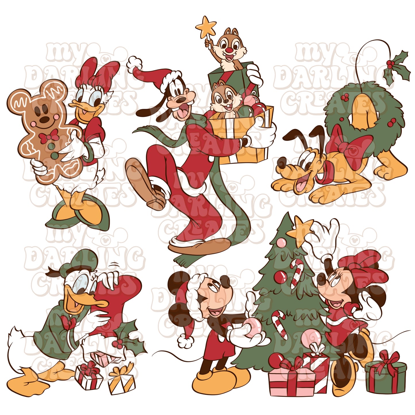 Classic Christmas Friends Collage PNG