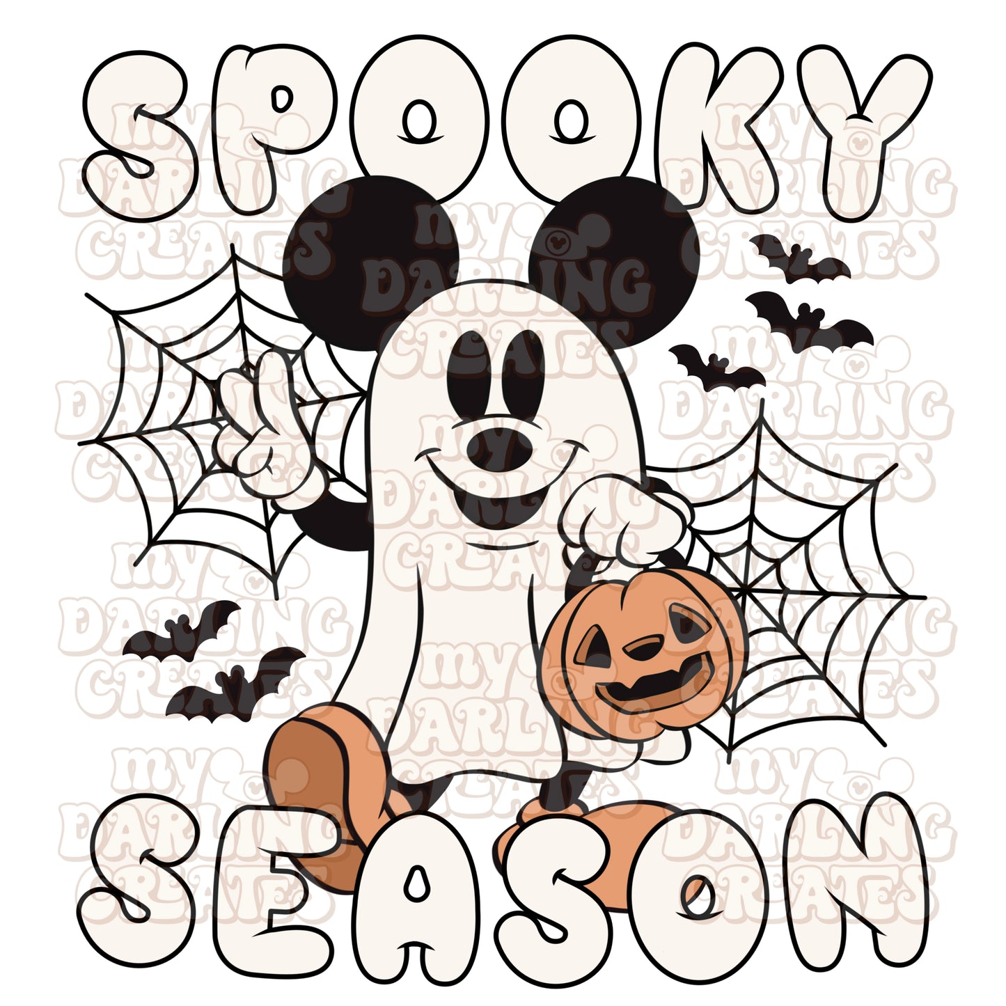 Ghost Micki Spooky Season White PNG