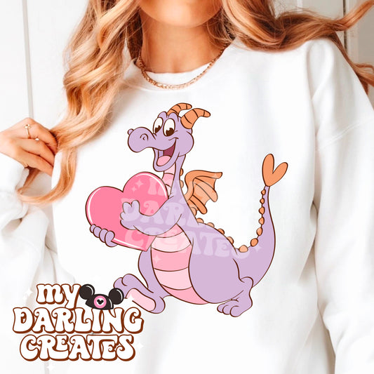 Purple Dragon with Heart PNG