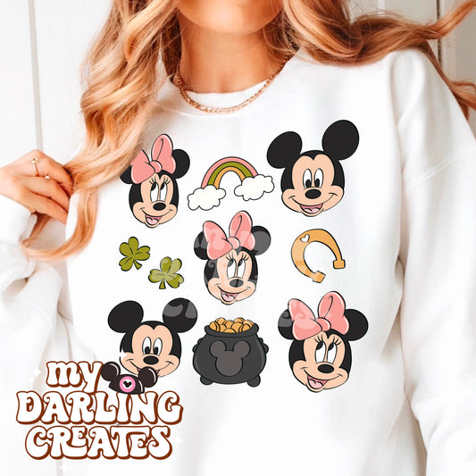 Luck of the Mouse Pink Collage PNG