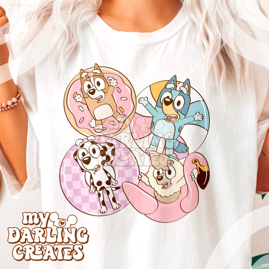 Blue Dog Pink Pool Party PNG