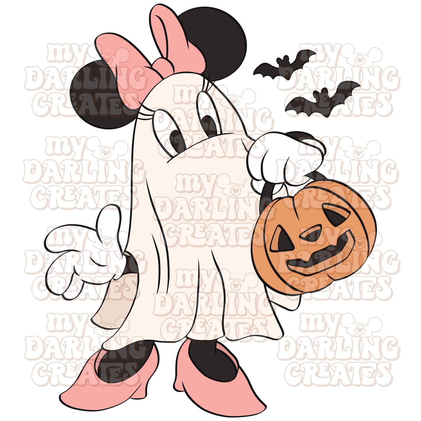 Ghost Mini with Bats PNG