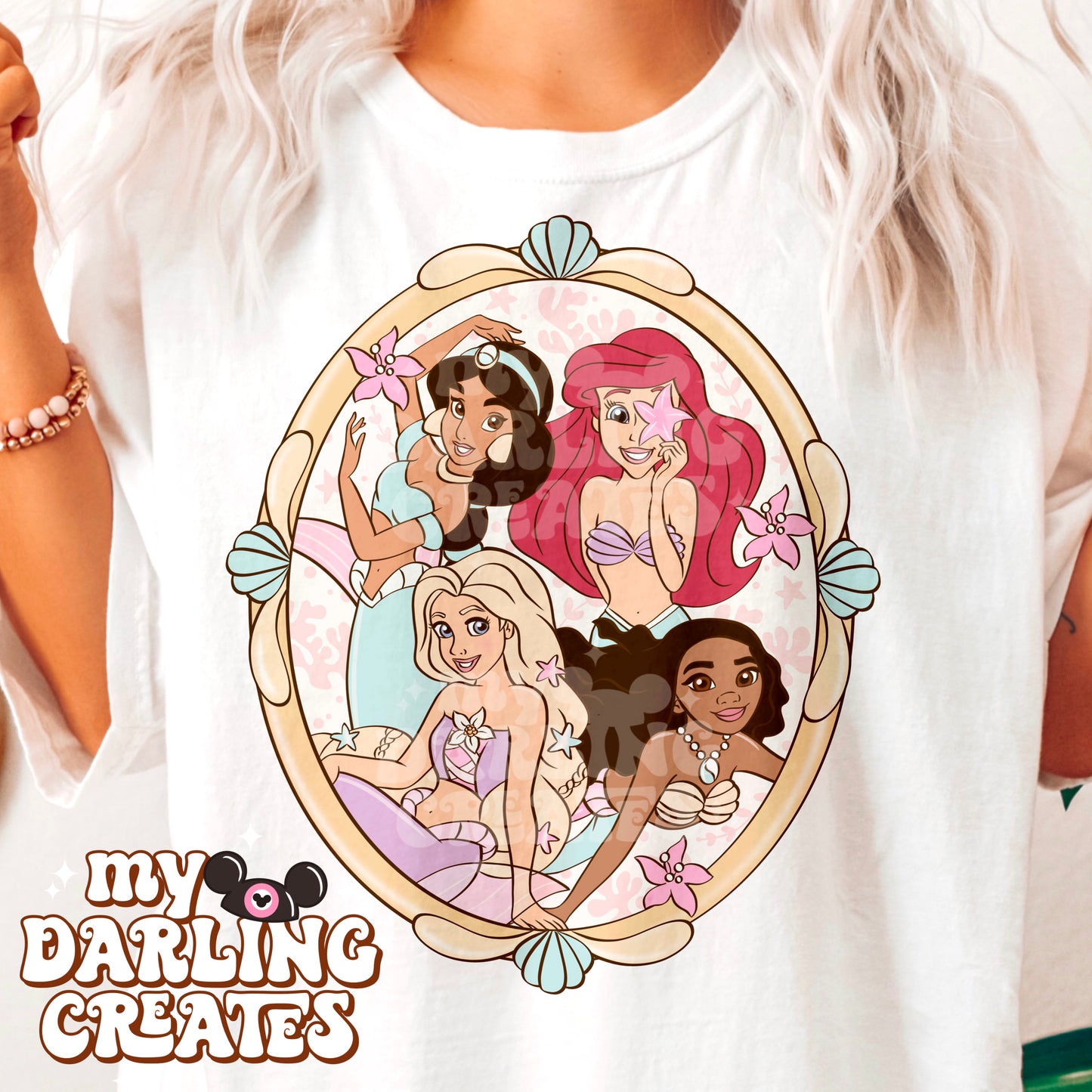 Pastel Mermaid Princesses Frame PNG