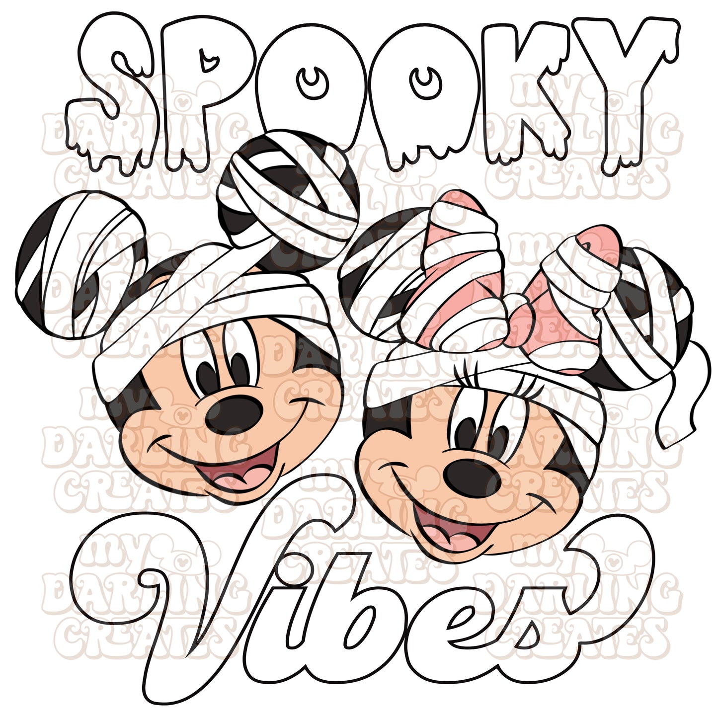 Mummy Spooky Vibes White (Pink Bow) PNG
