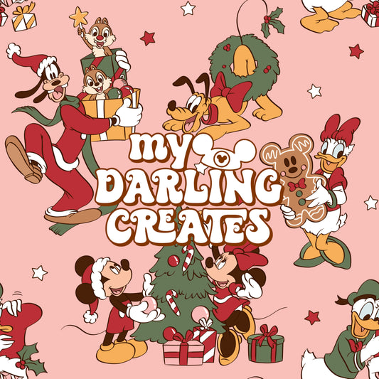 Classic Christmas Mouse and Friends Pink - Seamless File