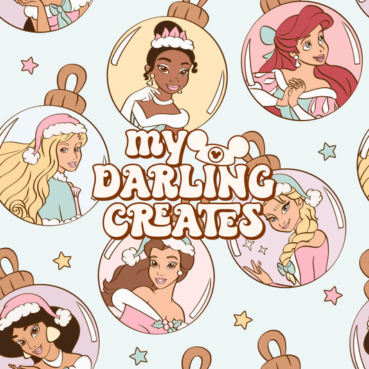 Pastel Ornament Princesses Blue - Seamless File