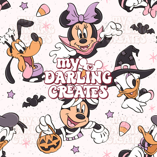 Spooky Spirit Friends Girly White - Seamless File