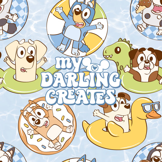 Dog Pool Party Blue - Seamless File