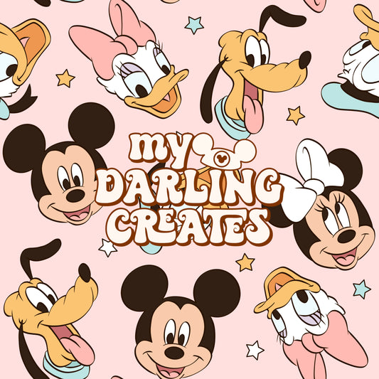 Happy Vibes Mouse Friends Pink - Seamless File