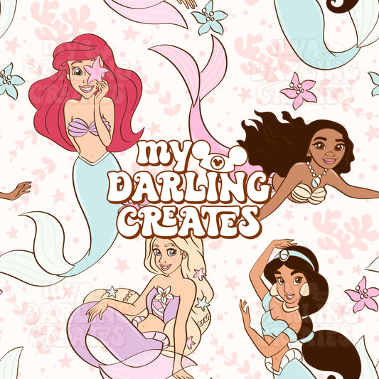 Pastel Mermaid Princesses - Seamless File