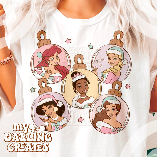 Winter Pastel Princess Ornaments PNG