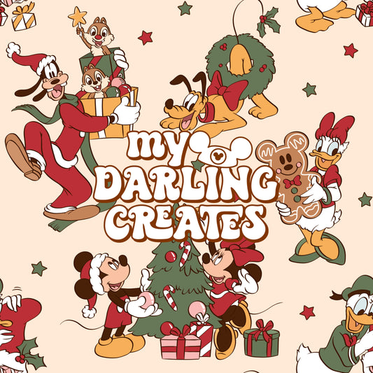 Classic Christmas Mouse and Friends Beige - Seamless File