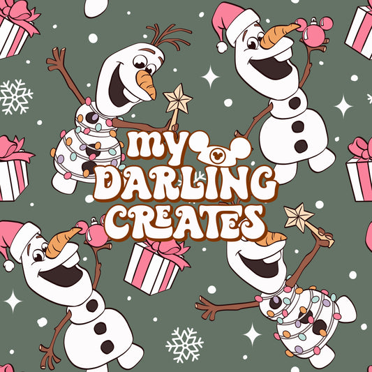 Snowman Christmas Pink and Green - Seamless File