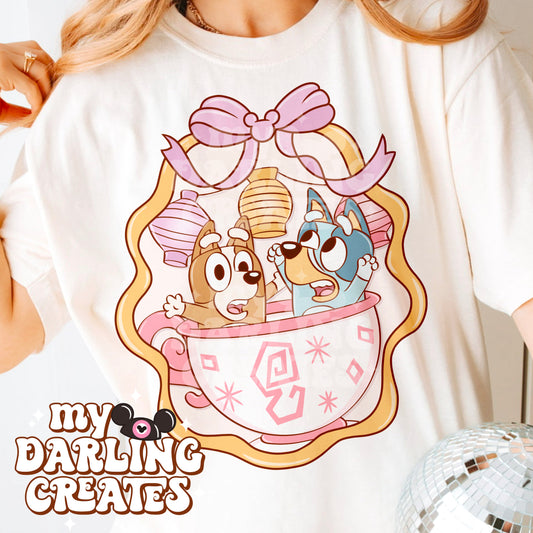 Magical Blue Sisters Teacup Frame PNG