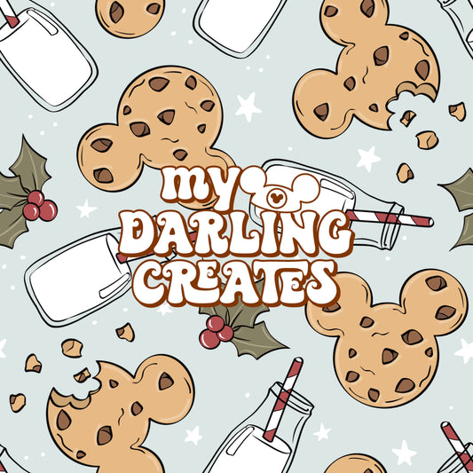Mouse Cookies N Milk Blue - Seamless File