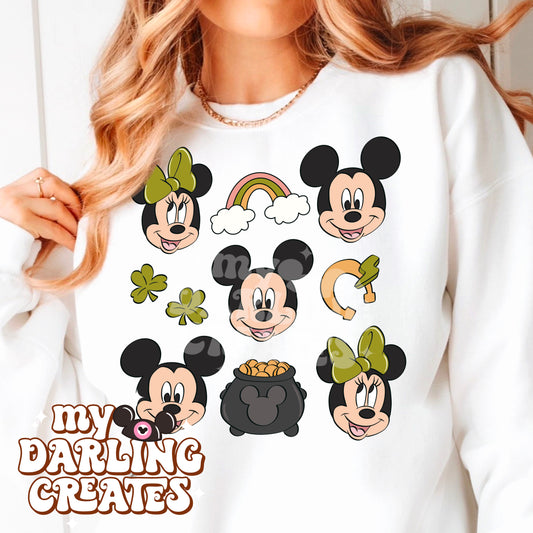 Luck of the Mouse Green Collage PNG