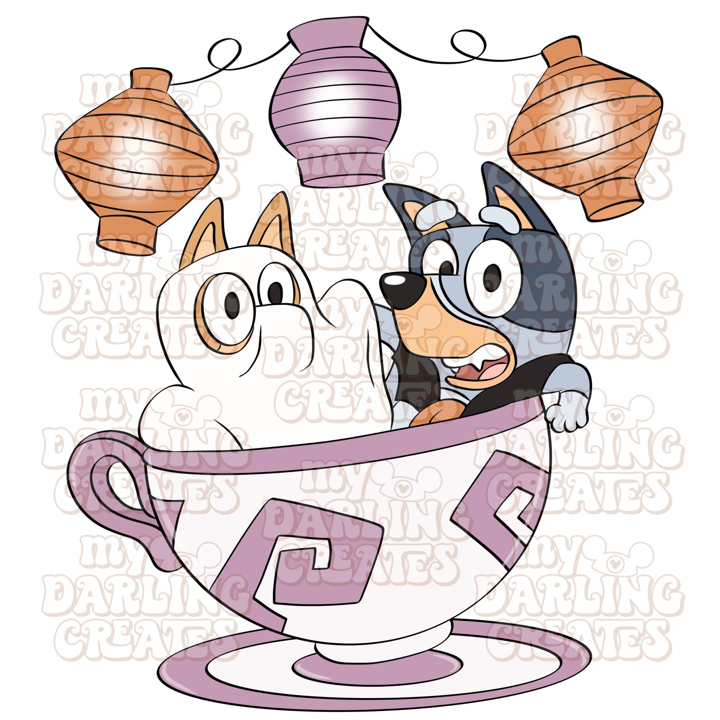 Spooky Teacups with Lanterns PNG