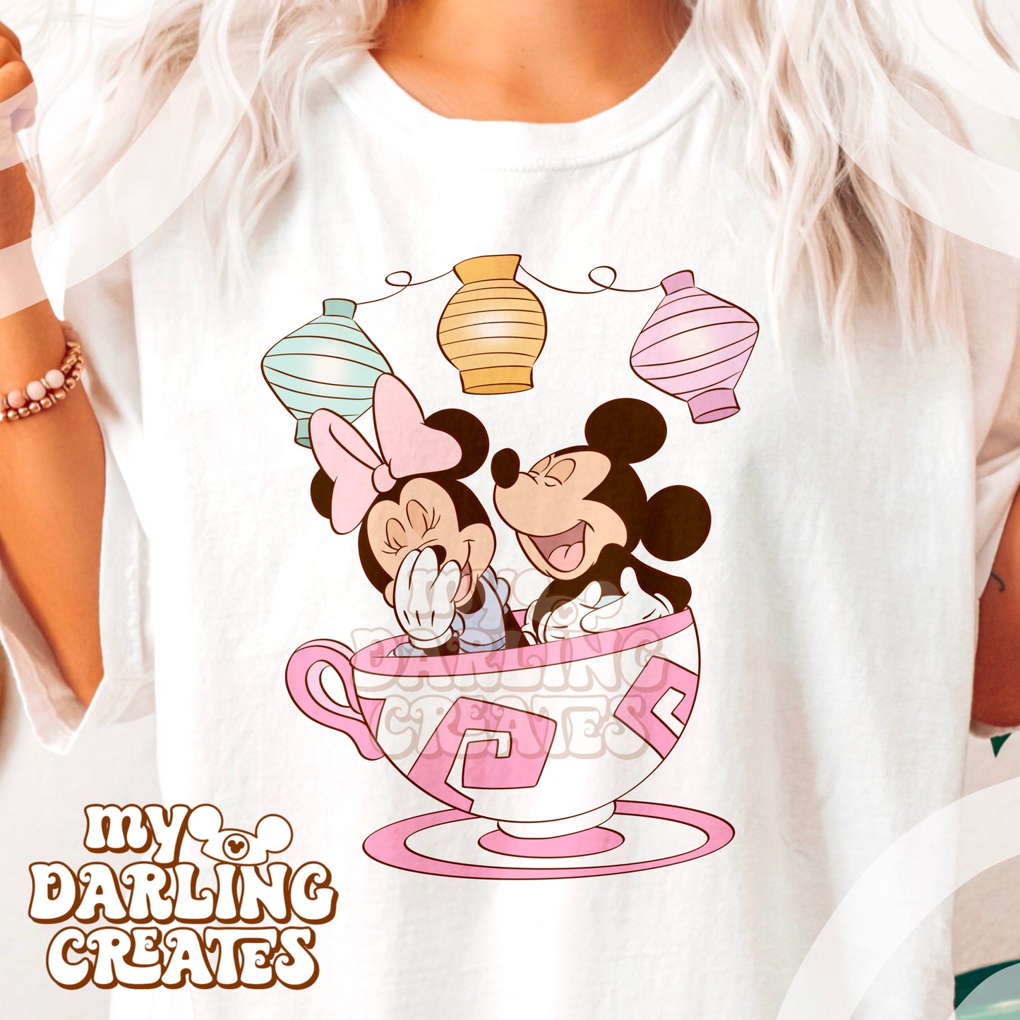 Pastel Mouse Teacup with Lanterns PNG