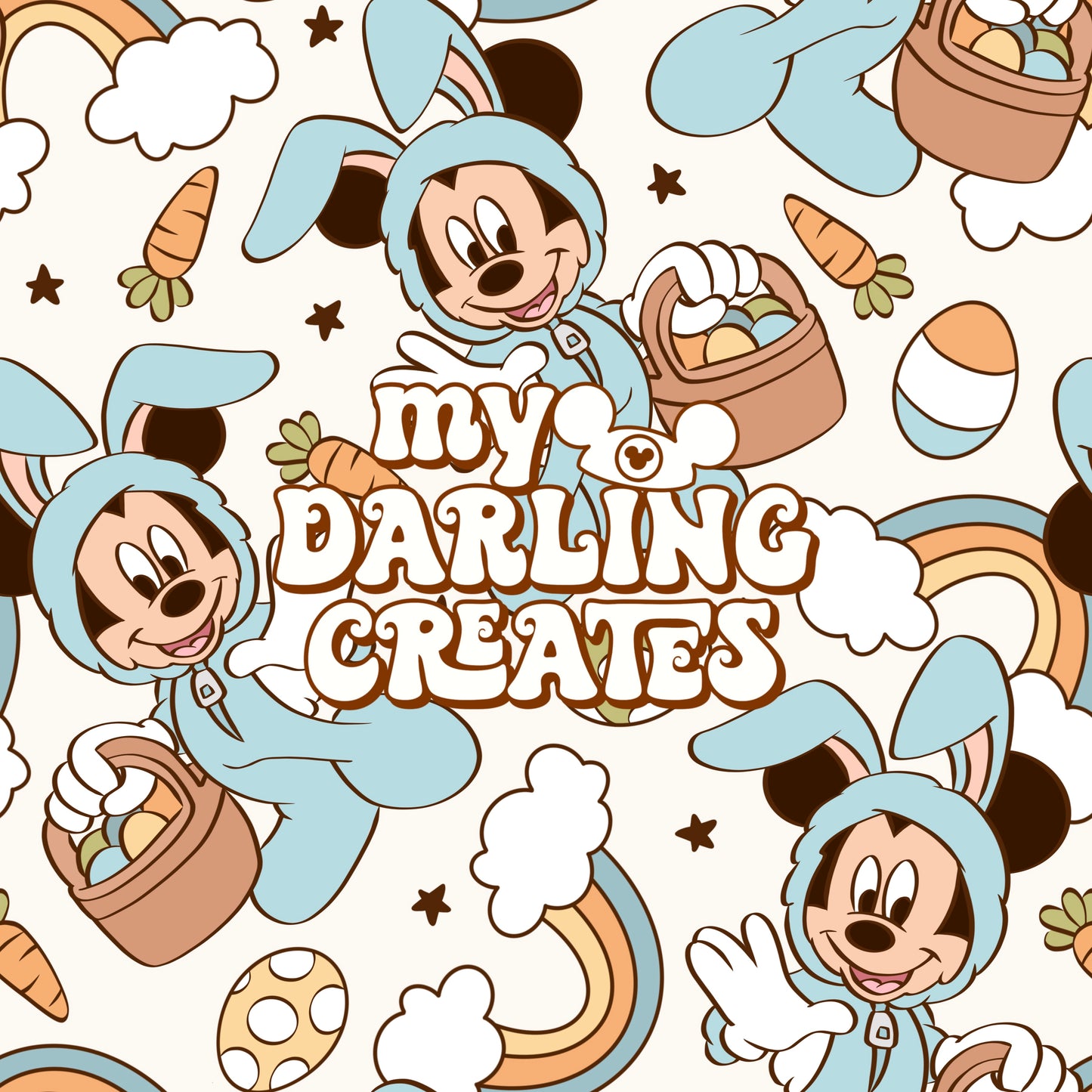 Easter Bunny Mouse Blue - Seamless File