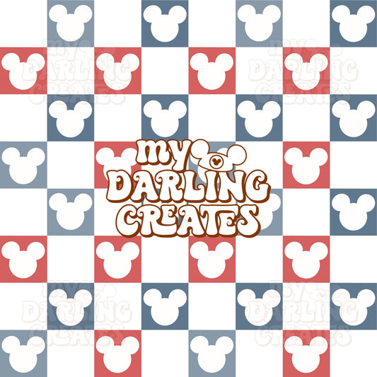 Red White and Blue Mouse Check - Seamless File