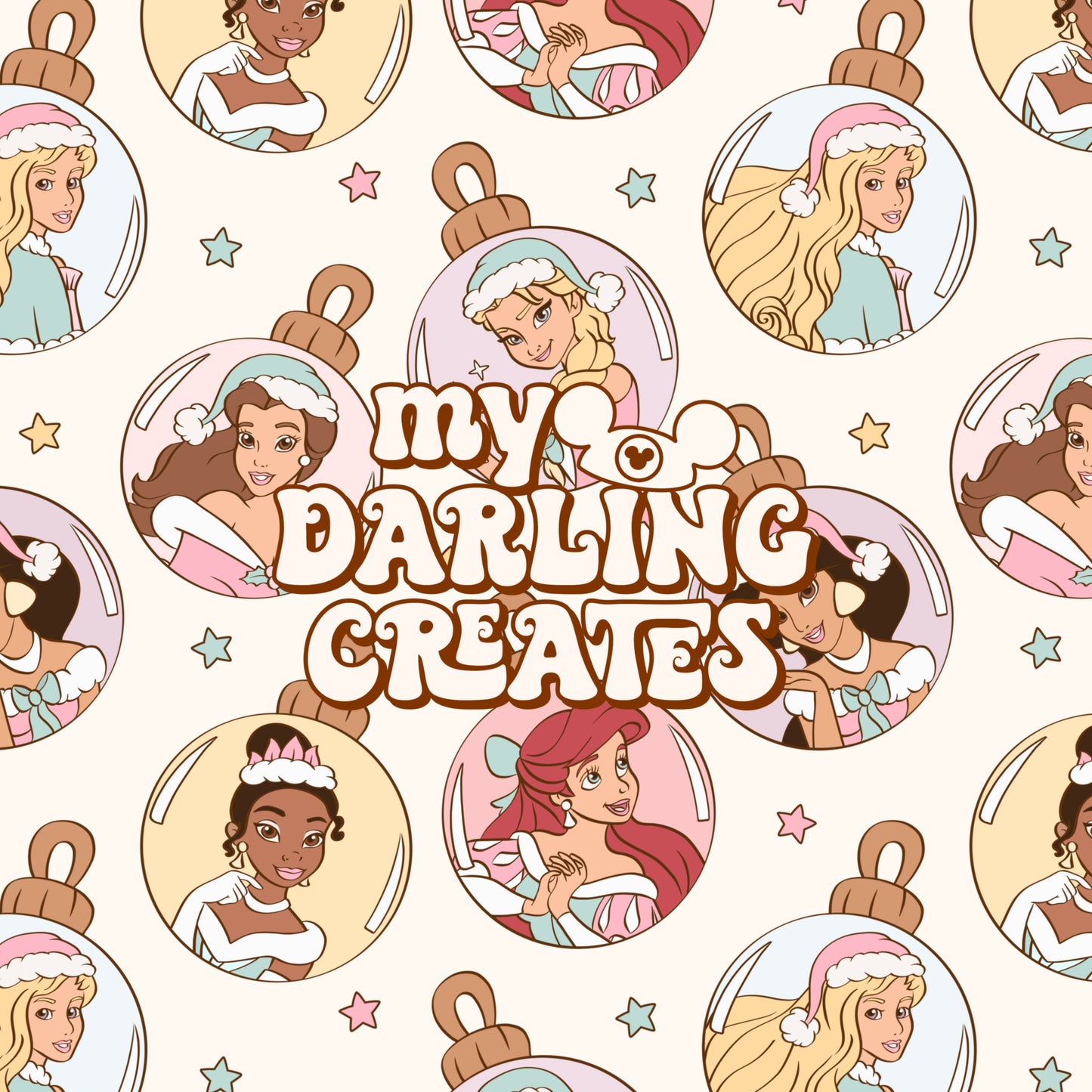 Pastel Ornament Princesses Cream - Seamless File