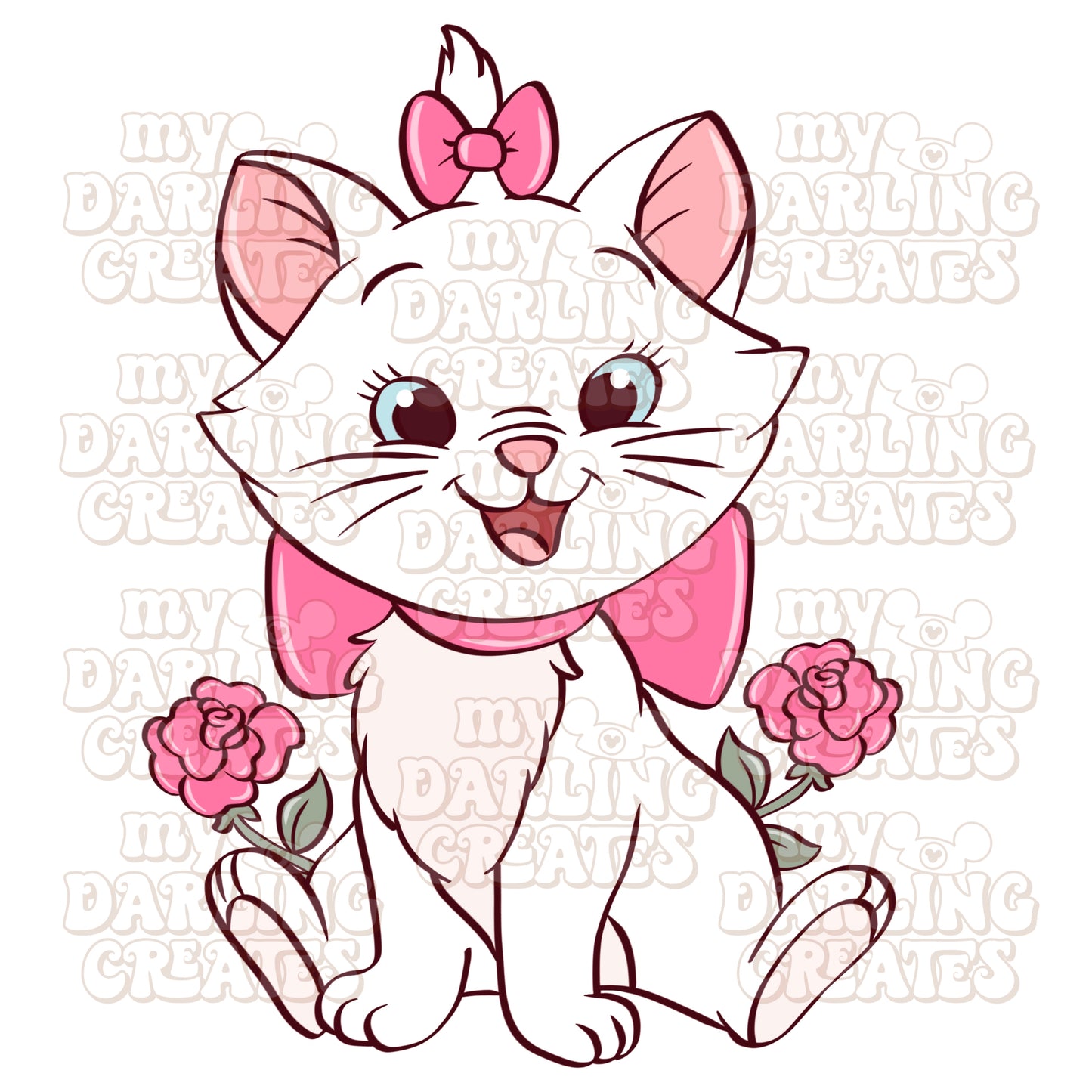 Love Kitty With Flowers PNG