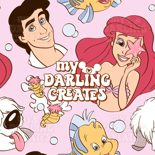 Mermaid and Friends Purple - Seamless File