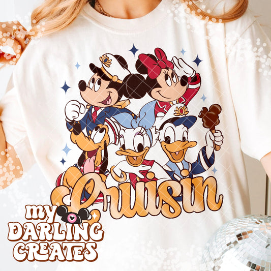 2 Mouse Cruise With Text Gold/White PNG